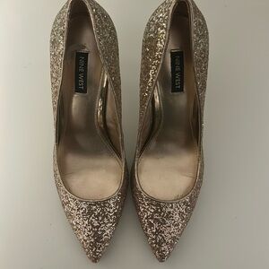 Nine West Ombré Rose Gold Glitter Heels (lightly used)